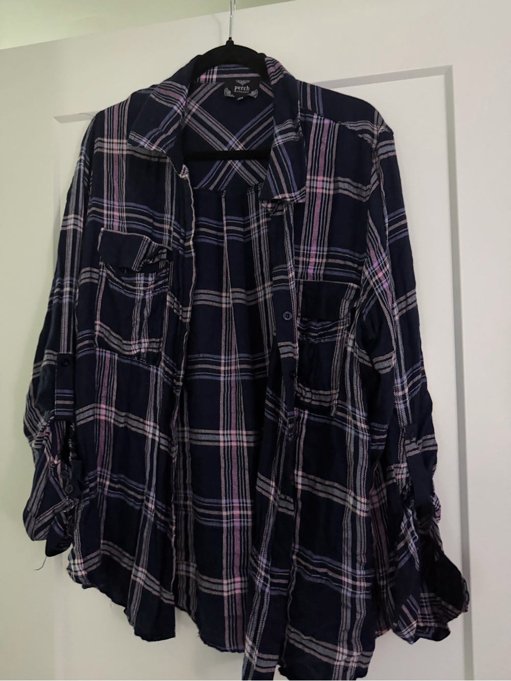 Blu Pepper Navy Plaid Button-Down Shirt with Pink Accents